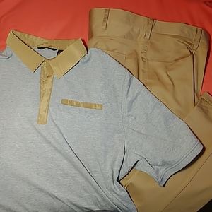 Khaki and grey outfit